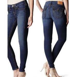 TRUE RELIGION Serena Dark Wash Skinny Leg Jeans Women’s 28 Made In USA Originals